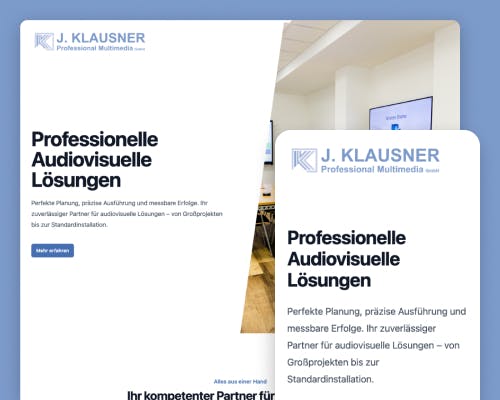 Website von Klausner Professional Multimedia